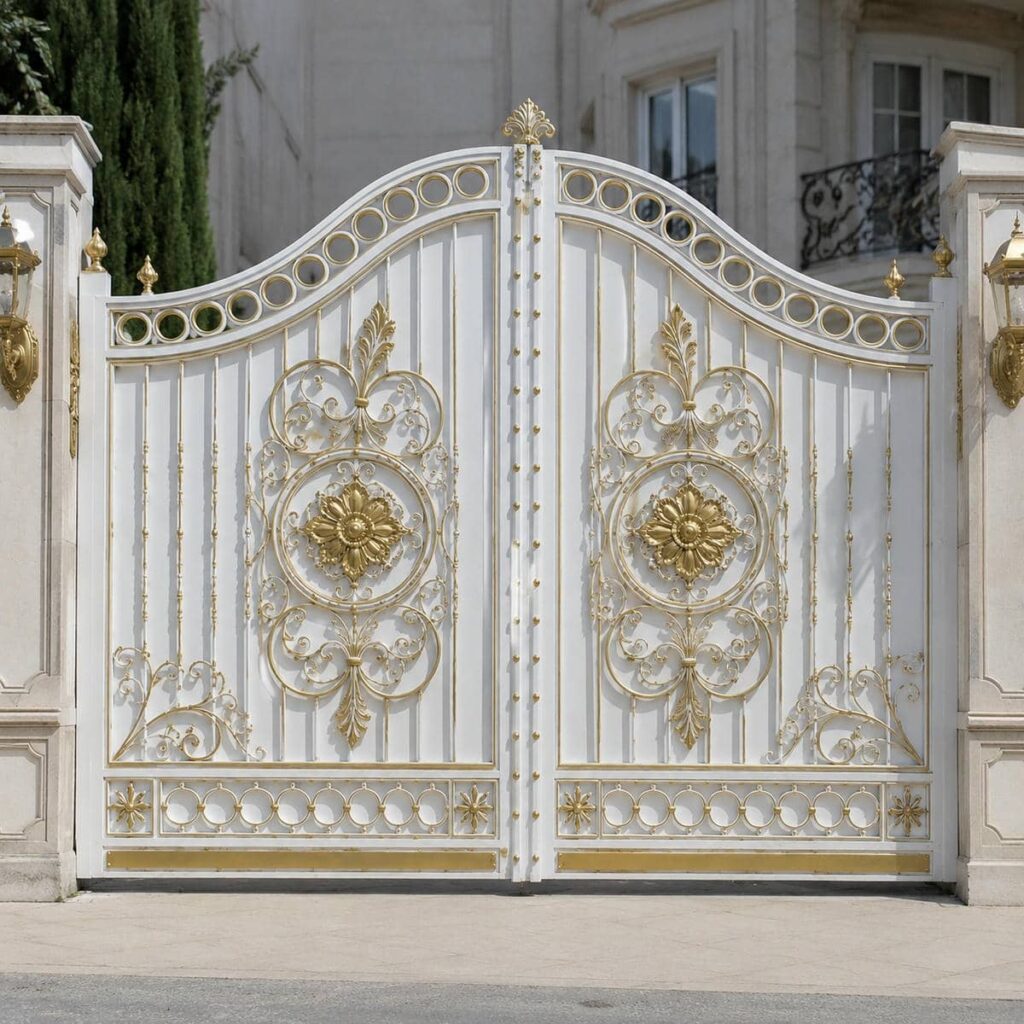 تولید درب حیاط سفید طلایی با پوشش یکنواخت در کرمان