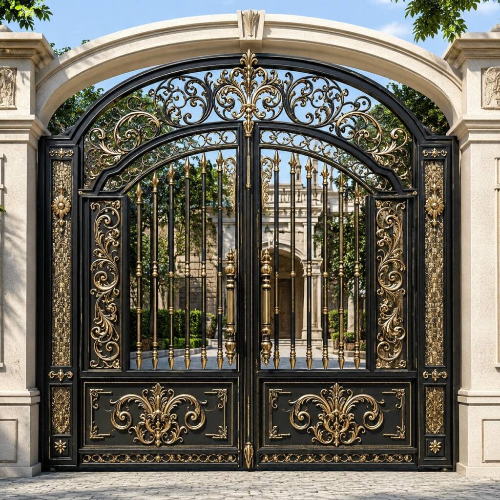 اجرای درب ویلایی مینیمال خطی برای ورودی مدرن در کرمان