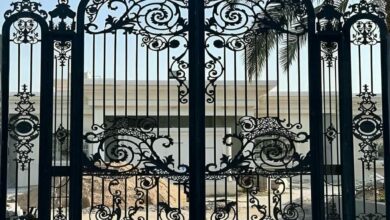9 مدل درب ساختمان فرفورژه گل دار در کرمان