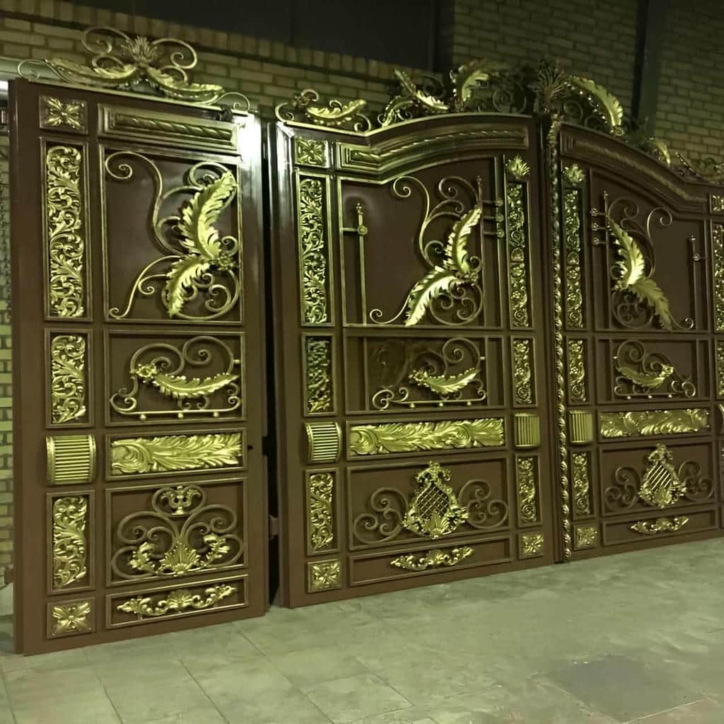 خرید درب حیاط فلزی دو لنگه مدرن در کرمان