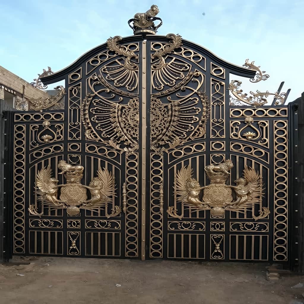 ساخت درب پارکینگ آهنی ساده قاب دار با شاسی مناسب در کرمان