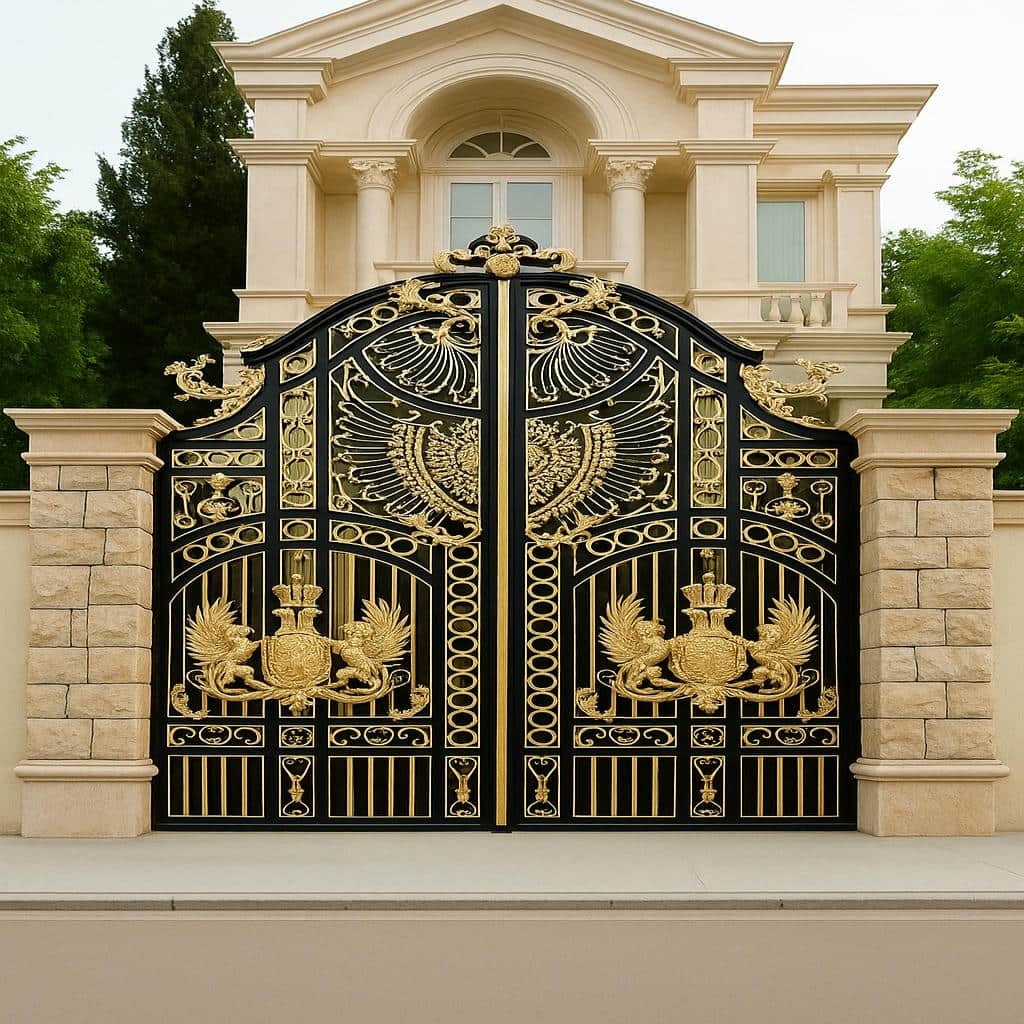 فروش درب حیاط لولایی ستون دار فرفورژه در کرمان