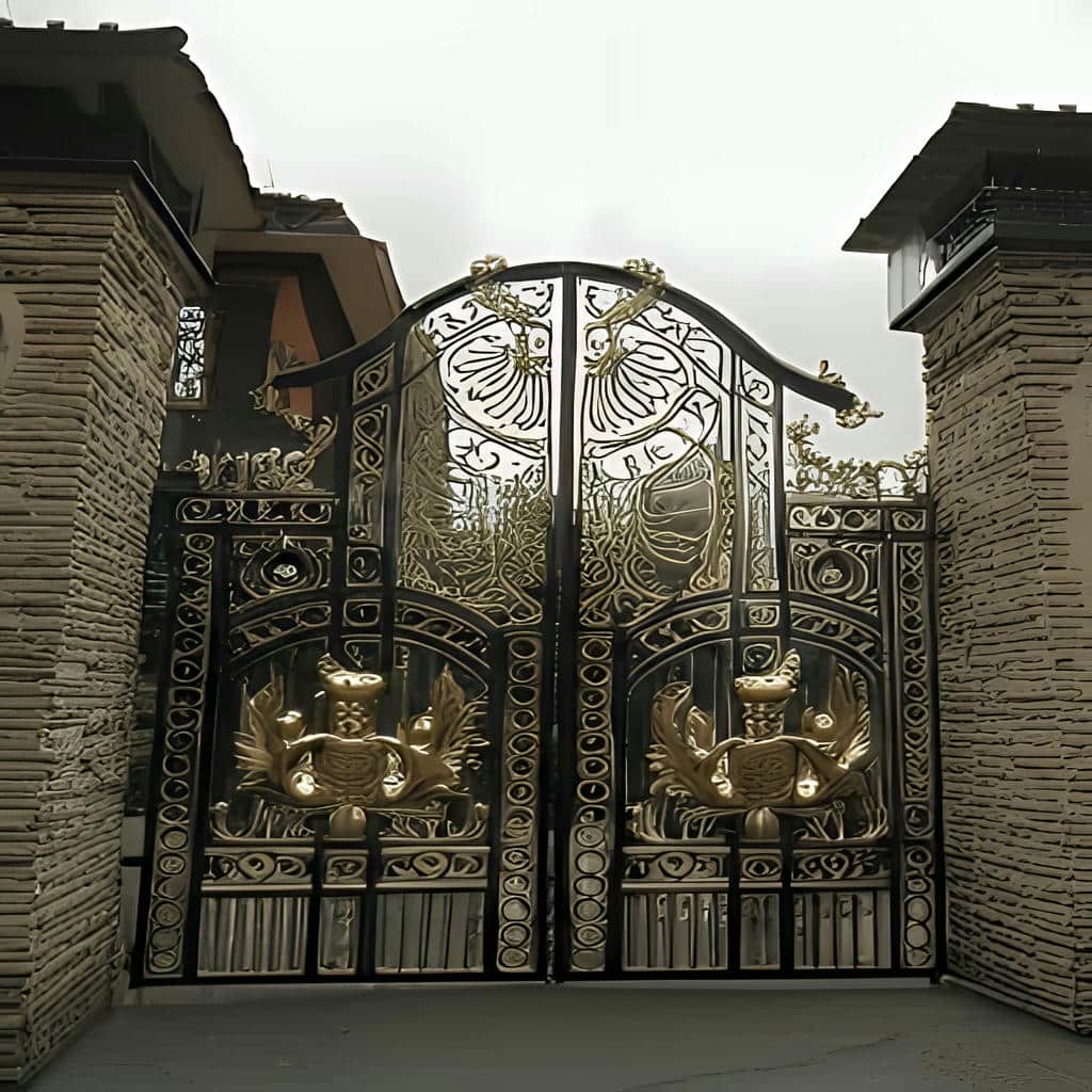سفارش درب حیاط نمای آجری با قاب ساده در کرمان
