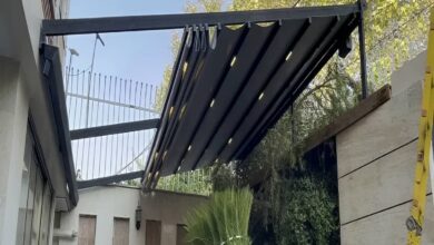 سایبان حیاط بازویی برای ورودی کرمان