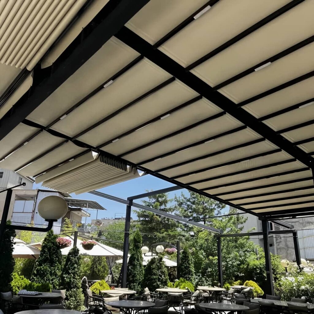 سایبان فول باکس کرمان با پوشش جمع شونده