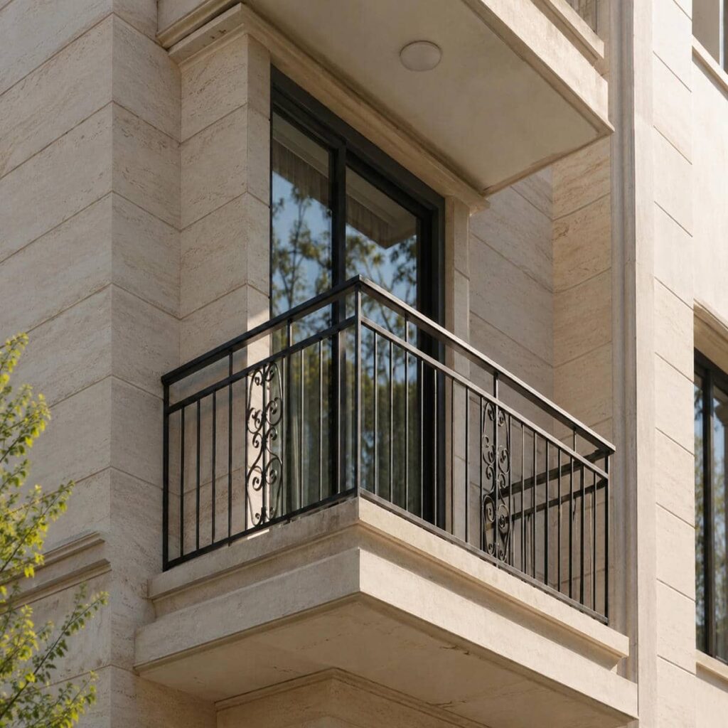 هندریل پله فلزی با اجرای تمیز